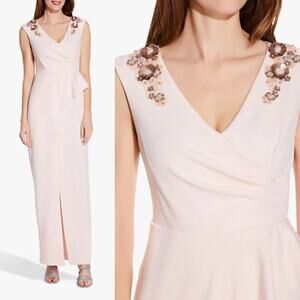 Adrianna Papell Blush Draped Long Dress Size 12 New with‎ Tags